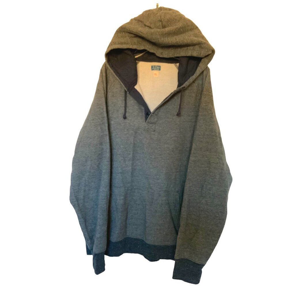 J.Crew mens XL fleecy hooded sweatshirt navy /grey 50 chest 27 'long